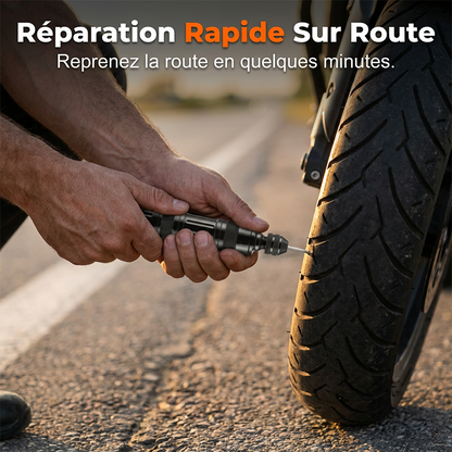 Tubeless tire repair kit in an aluminum case