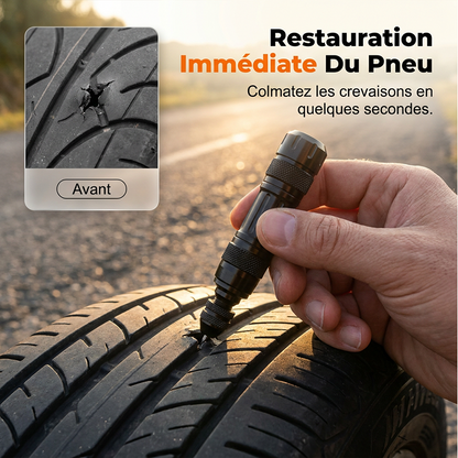 Tubeless tire repair kit in an aluminum case