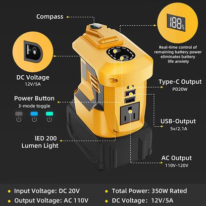🏕️ OUTDOOR POWER DEAL⚡TYIIPLUS™ Portable Battery Power Inverter – AC Outlet, USB & LED Light Power Adapter