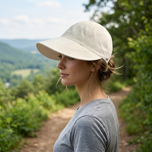 Women’s UPF 50+ Elegant Foldable Sun Hat – Wide-Brim Cotton Bucket Hat with Neck Flap & Adjustable Strap