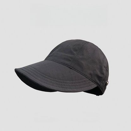 Women’s UPF 50+ Elegant Foldable Sun Hat – Wide-Brim Cotton Bucket Hat with Neck Flap & Adjustable Strap