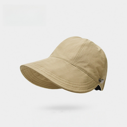 Women’s UPF 50+ Elegant Foldable Sun Hat – Wide-Brim Cotton Bucket Hat with Neck Flap & Adjustable Strap